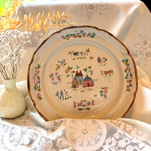 Vintage International Heartland Dinner Plate Stoneware Farm 10 7/8" SY-7774 READ